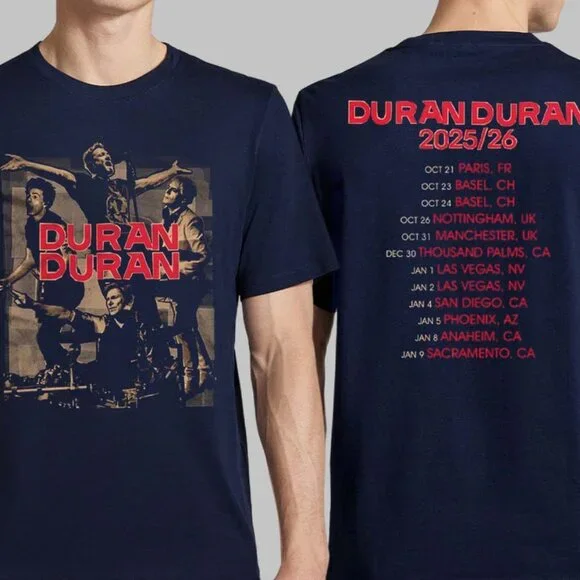 Duran Duran Europe 2025 2026 Navy Collage Bandshot Tour T Shirt 90 - Picture 1 of 6